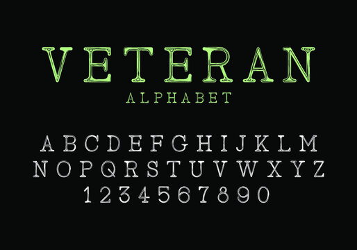 Old military style serif font. Vector fonts for typography, titles, logos and more