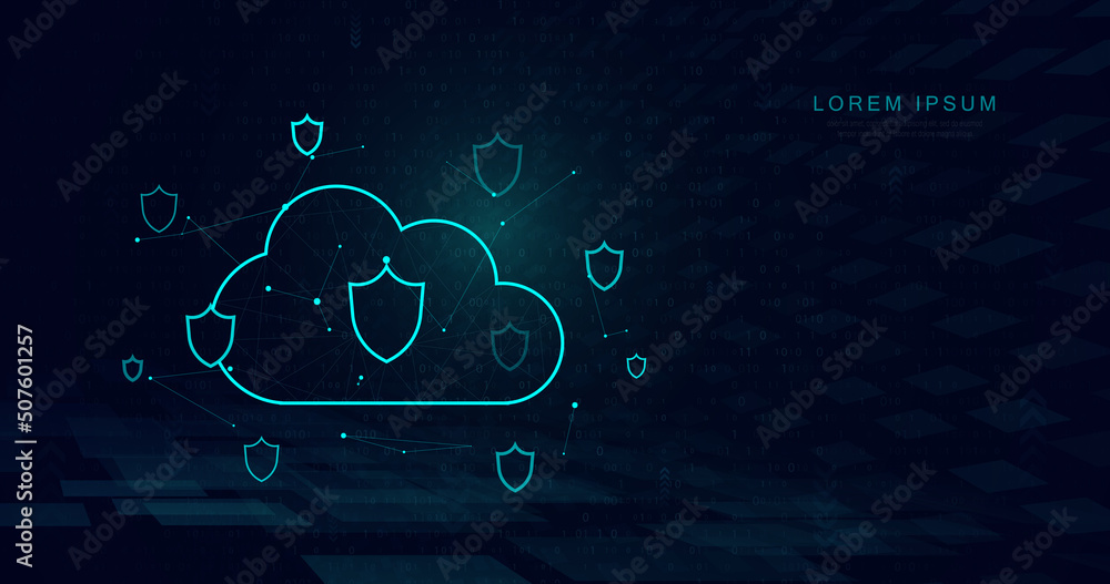 Poster big data with cloud computing technology. cyber security internet network. vector
