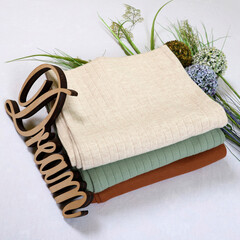 Stylish women's woolen suits on a white background.