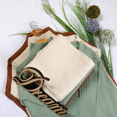 Stylish women's woolen suits on a white background.