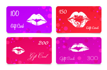 Fototapeta na wymiar Collection bright kiss woman lips print gift card marketing business promo vector illustration