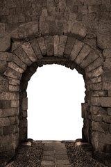 Isolated antique Arched stone entrance