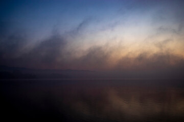 foggy lake morning