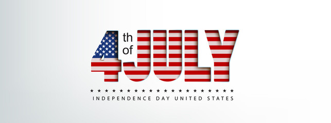 Independence day USA banner with text paper cut Flag of the United States