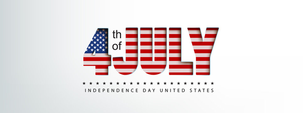 Independence day USA banner with text paper cut Flag of the United States