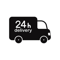 A simple shipping fast delivery truck silhouette. Flat icon vector illustration for UI graphic design.