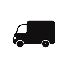 A simple shipping fast delivery truck silhouette. Flat icon vector illustration for UI graphic design.