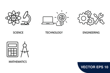  STEM icons set .  STEM pack symbol vector elements for infographic web