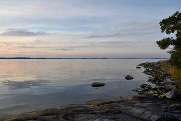 Evening in Stockholm archipelago islands in Sweden