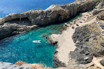 Kalypso cretan village pirate bay in Crete, Greece - obrazy, fototapety, plakaty
