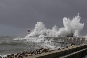 Fototapeta premium Huge stormy sea wave splash