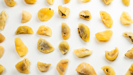 Dried passion fruit isolated on a white background.