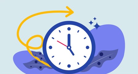 Time management flat illustration. Clock vector for effective time planning and greater productivity.