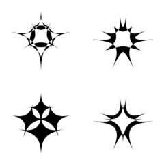 Starburst Flat Icon Set Isolated On White Background