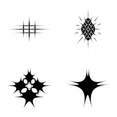 Starburst Flat Icon Set Isolated On White Background