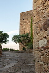 Fototapeta na wymiar stone tower in the medieval town of pals on the costa brava
