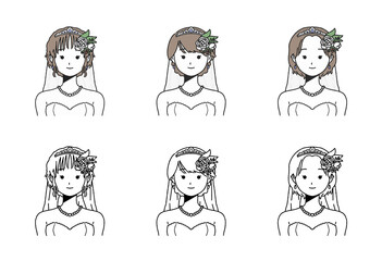 ウェディング 女性 髪型違いセット