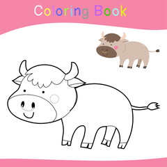 Coloring page worksheet. Educational printable worksheet. Coloring animals for preschool children. Black and white vector illustration. Motor skills education.