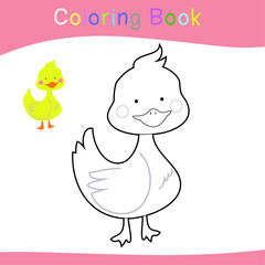 Coloring page worksheet. Educational printable worksheet. Coloring animals for preschool children. Black and white vector illustration. Motor skills education.