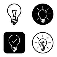 Lightbulbs1-3 Flat Icon Set Isolated On White Background