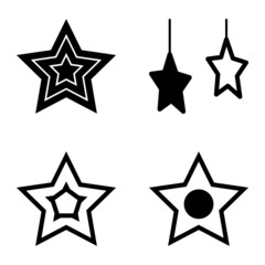 Stars Flat Icon Set Isolated On White Background