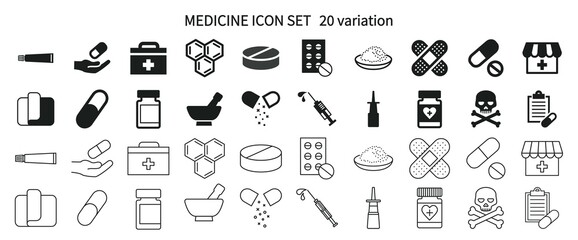 Icon set related to medicine - obrazy, fototapety, plakaty