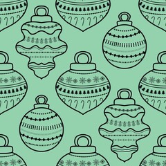 New year seamless Christmas tree balls pattern for fabrics and packaging and gifts and linens and kids