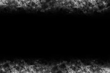 Abstract smoke texture frame over black background. Fog in the darkness. Natural pattern.