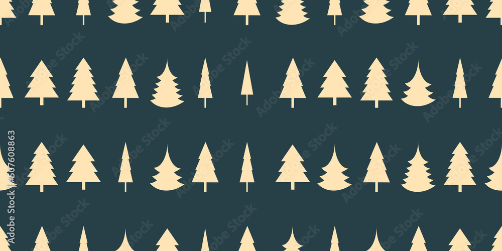 Aufkleber seamless pattern of trees of various shapes - dark texture, vector background design