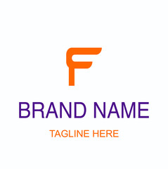 F Digital logo design with  wings  and shape, it is modern and creative logo design for company identity