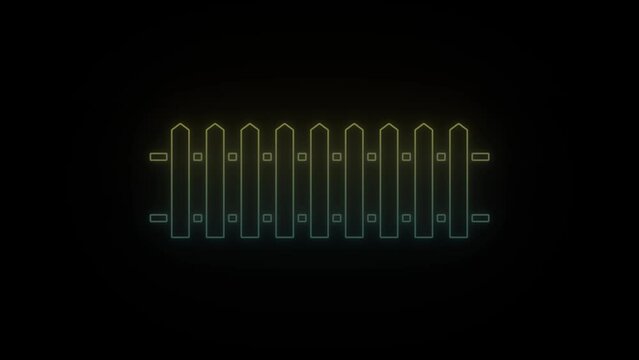 Glowing neon heater icon on black background. fencing of the adjacent territory. 4K video animation for motion graphics and compositing.