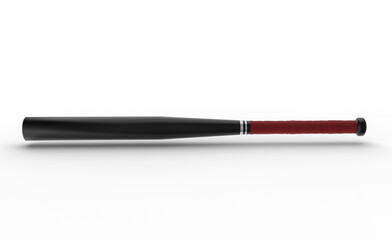 Black metal baseball bat with shadow 3d render