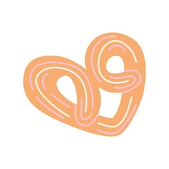 Heart shaped baked cookie. Simple vector illustration