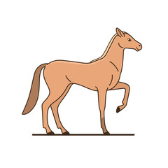 Cute horse. Detailed drawing of animal. Contour vector illustration. Thoroughbred horse.