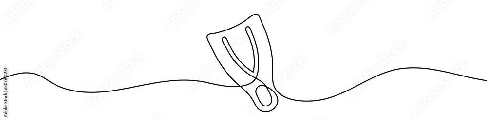 Wall mural continuous line drawing of flippers. flippers one line icon. one line drawing background. vector ill