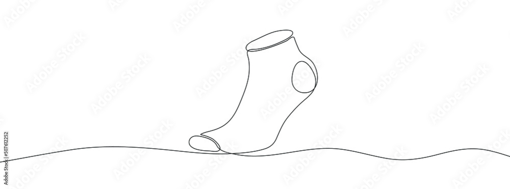 Poster continuous line drawing of socks. socks one line icon. one line drawing background. vector illustrat