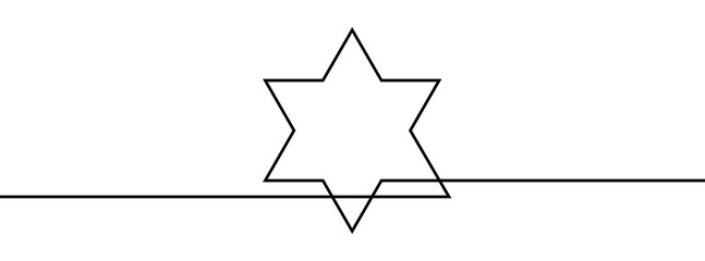 Continuous line drawing of star of David. Star of David line icon. One line drawing background. Vector illustration. Star of David continuous line icon