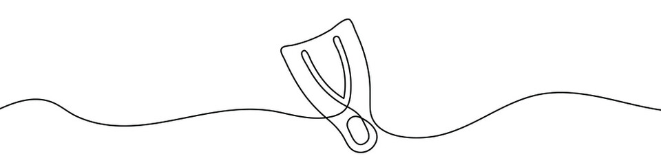 Continuous line drawing of flippers. Flippers one line icon. One line drawing background. Vector illustration. Flippers black icon © chekman