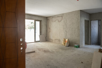 Unfinished apartment interior in a morning