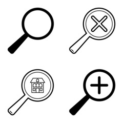 Magnifiers Flat Icon Set Isolated On White Background