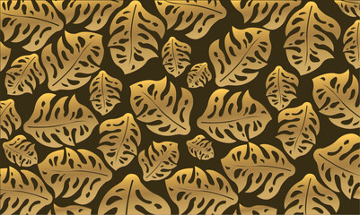 vector leaf with gold effect, pattern leaf for background and wallpaper