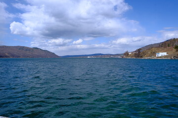 Fototapeta na wymiar The Angara River flows out of Lake Baikal