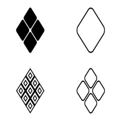 Rhombus Flat Icon Set Isolated On White Background