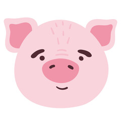 Obraz na płótnie Canvas Сute pig funny animal face, head. Сartoon isolated muzzle. Vector illustration for print on children's clothing, greeting cards, nursery, stickers, stationery, room decor