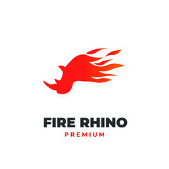 Flaming rhino head vector illustration logo