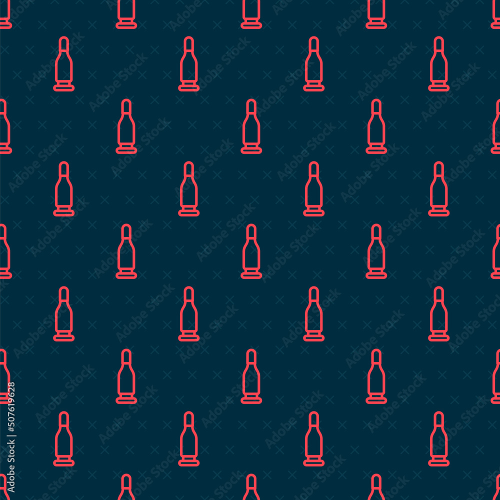 Poster red line bullet icon isolated seamless pattern on black background. vector