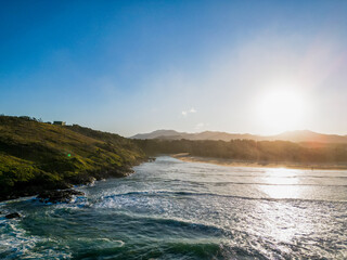 Aerial Sunset over Coffs Harbour inlet
