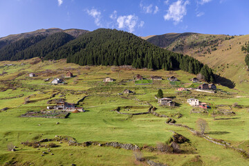 Highland houses at the foot of Kaçkar Mountains