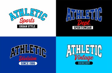 Set athletic vintage design graphic typography for t-shirt