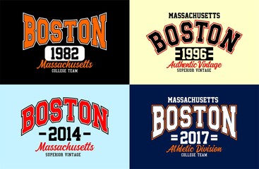 Set Boston of vintage labels for t-shirt 